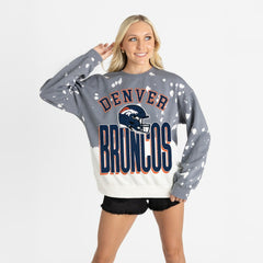 Denver Broncos Gameday Couture Women's Arch Rivals Faded Wash Sweatshirt - Gray for sale