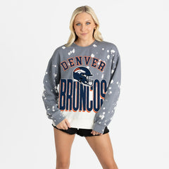 Denver Broncos Gameday Couture Women's Arch Rivals Faded Wash Sweatshirt - Gray for sale