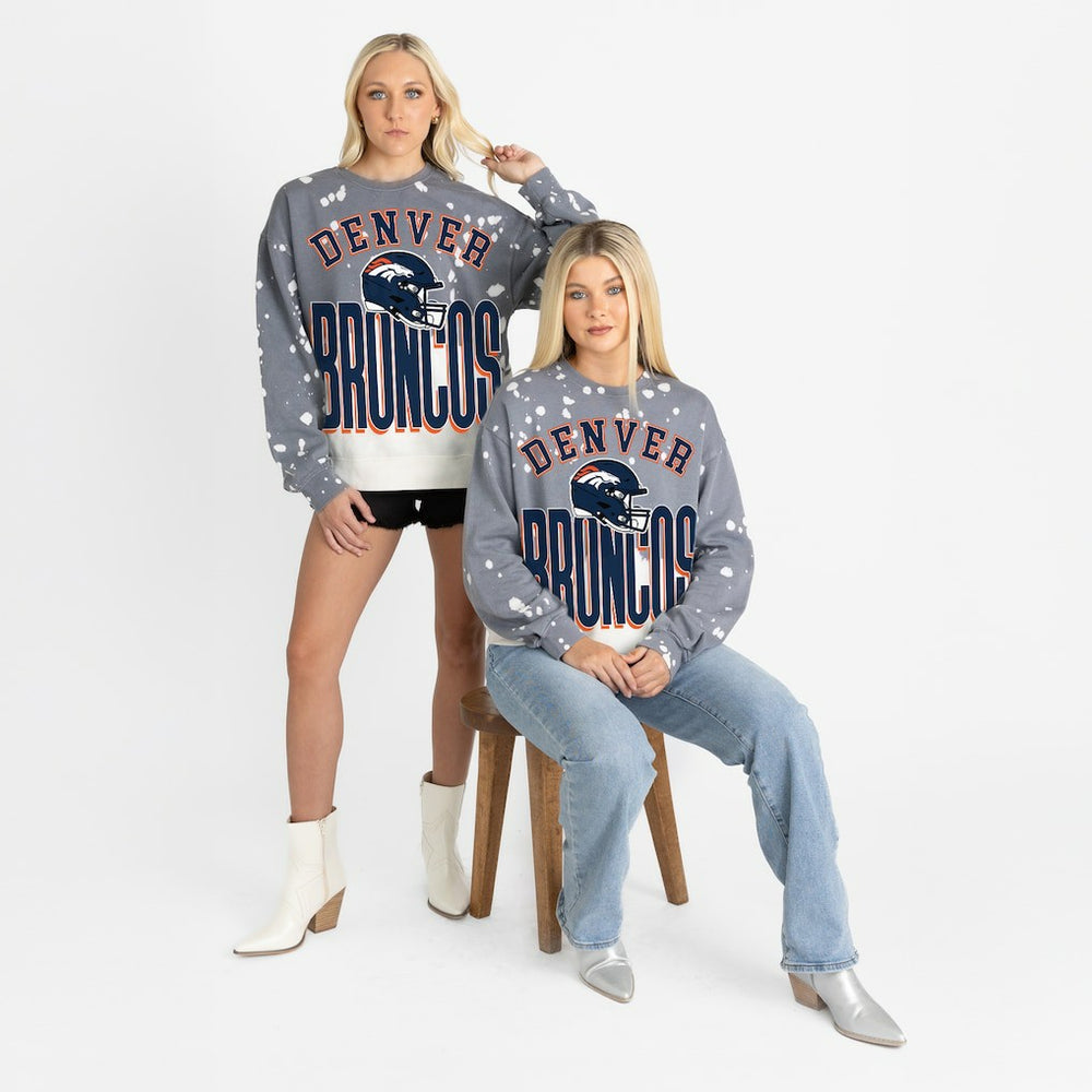 Denver Broncos Gameday Couture Women's Arch Rivals Faded Wash Sweatshirt - Gray for sale