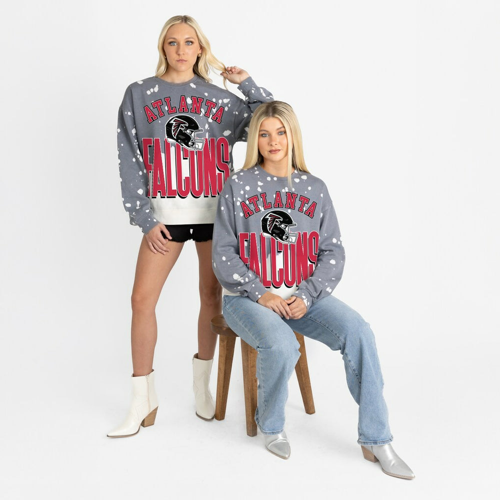 Atlanta Falcons Gameday Couture Women's Arch Rivals Faded Wash Sweatshirt - Gray for sale