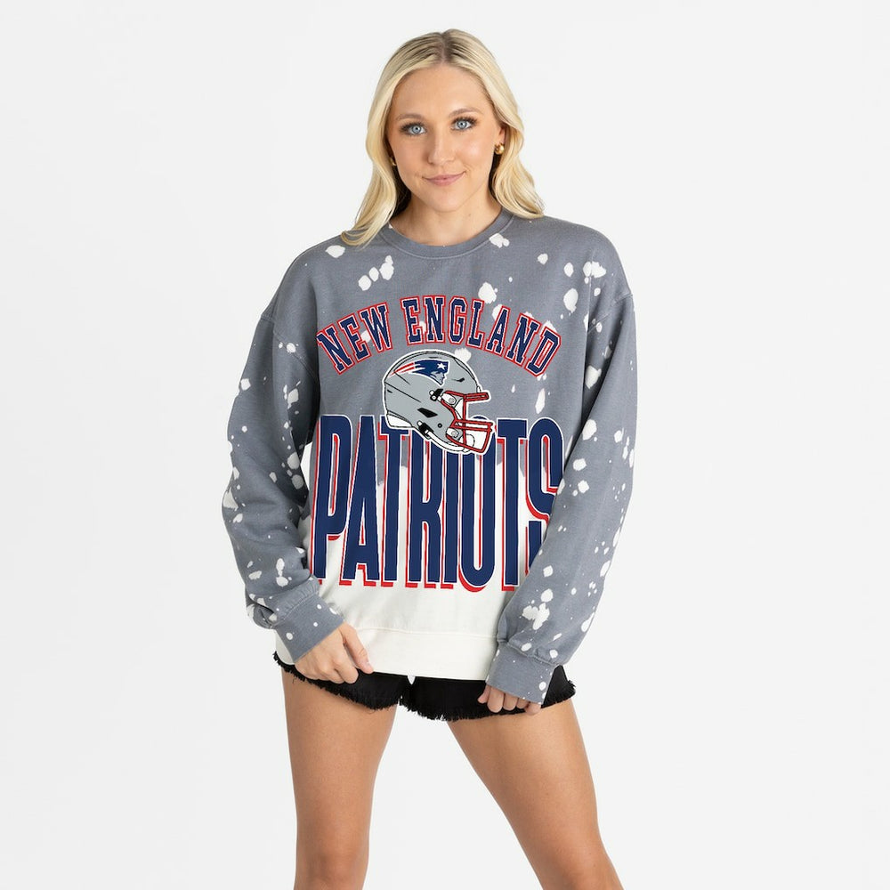 New England Patriots Gameday Couture Women's Arch Rivals Faded Wash Sweatshirt - Gray for sale