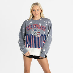 New England Patriots Gameday Couture Women's Arch Rivals Faded Wash Sweatshirt - Gray for sale