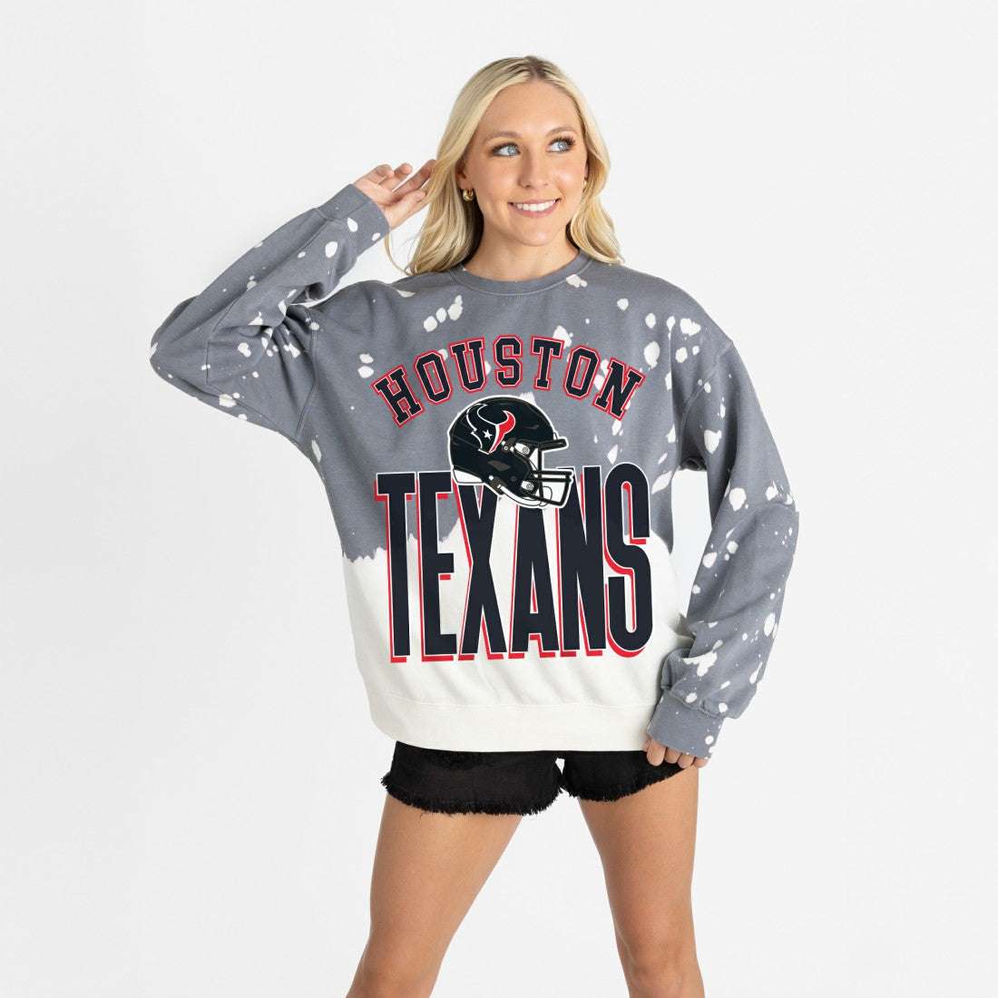 Houston Texans Gameday Couture Women's Arch Rivals Faded Wash Sweatshirt - Gray sale