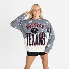 Houston Texans Gameday Couture Women's Arch Rivals Faded Wash Sweatshirt - Gray sale