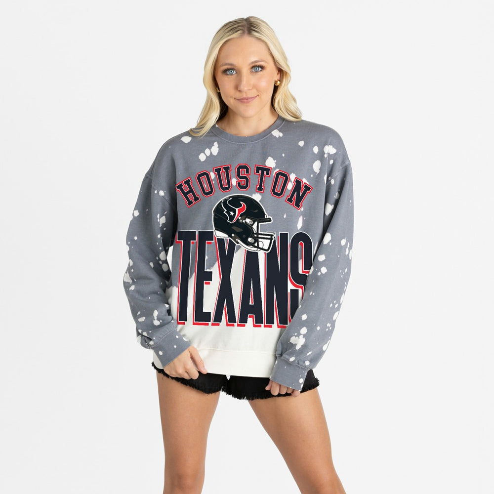 Houston Texans Gameday Couture Women's Arch Rivals Faded Wash Sweatshirt - Gray sale