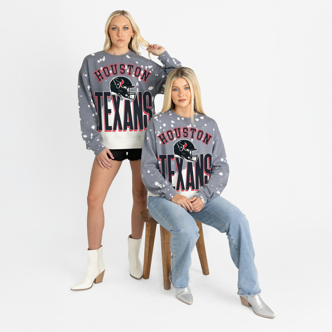 Houston Texans Gameday Couture Women's Arch Rivals Faded Wash Sweatshirt - Gray sale