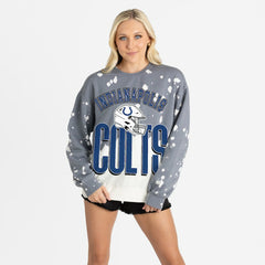 Indianapolis Colts Gameday Couture Women's Arch Rivals Faded Wash Sweatshirt - Gray for sale