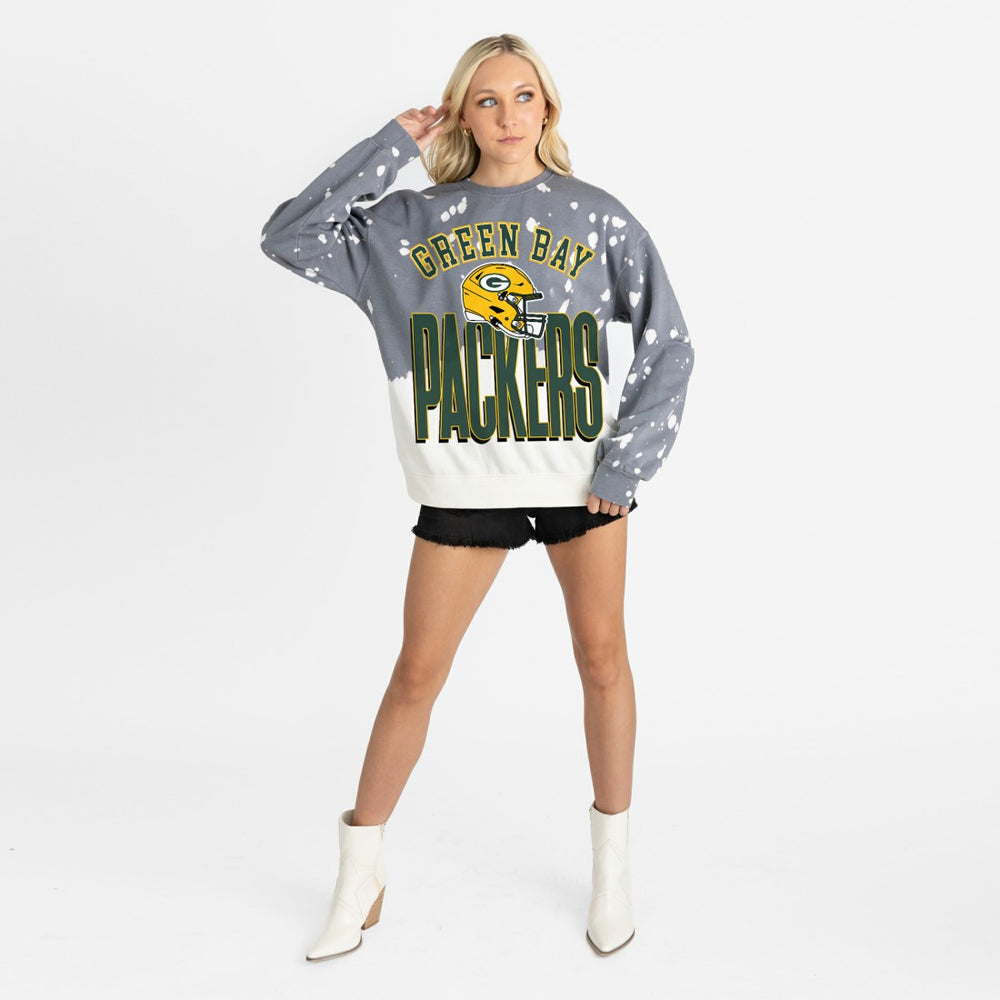 Green Bay Packers Gameday Couture Women's Arch Rivals Faded Wash Sweatshirt - Gray on sale