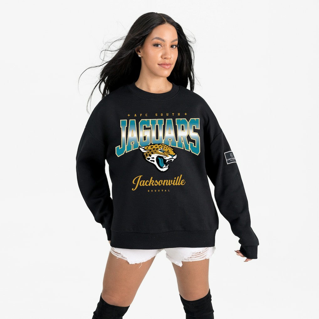 Jacksonville Jaguars Gameday Couture Women's Powerhouse Play Premium Fleece Sweatshirt - Black on sale