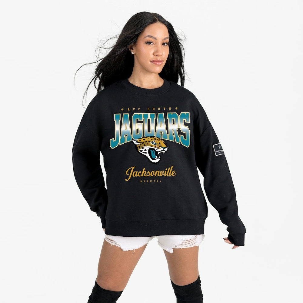 Jacksonville Jaguars Gameday Couture Women's Powerhouse Play Premium Fleece Sweatshirt - Black on sale