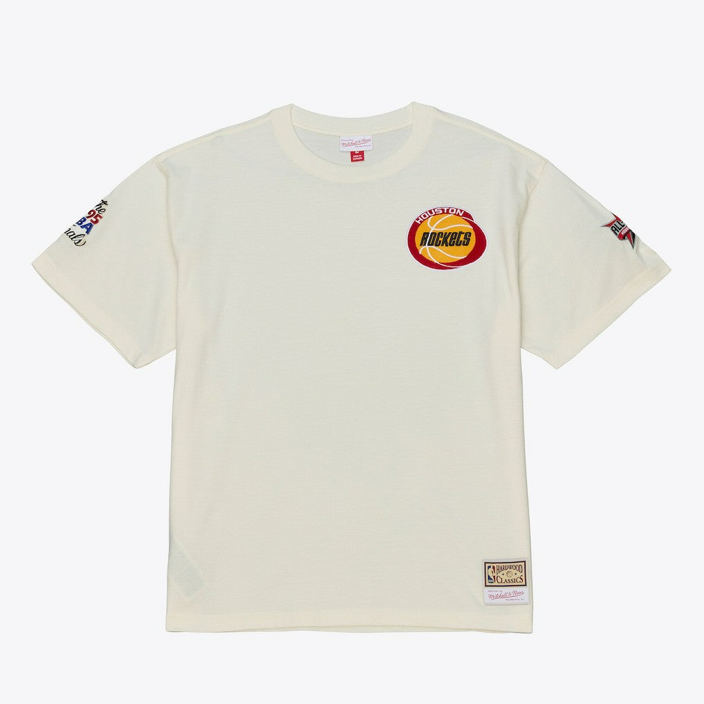Houston Rockets Hardwood Classics Chainstitch Premium T-Shirt - Cream | Mitchell & Ness discount