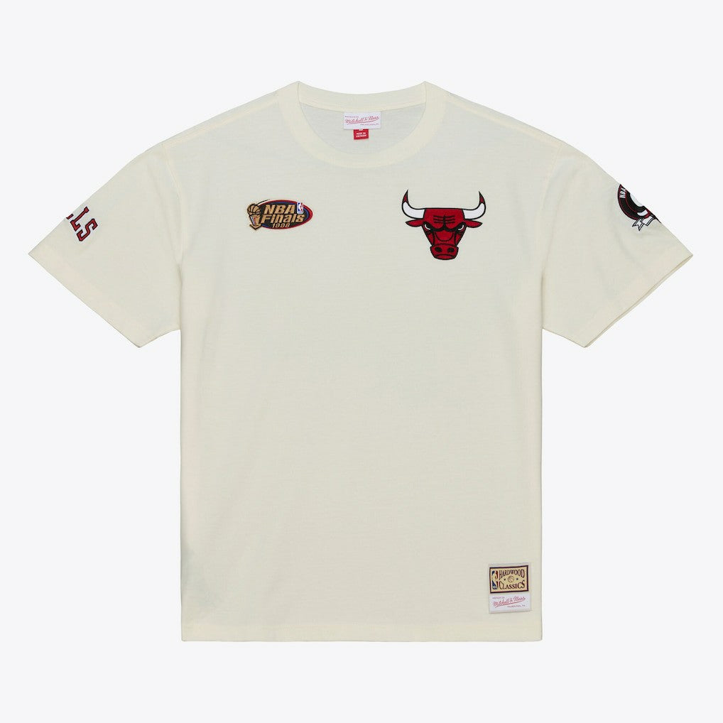 Chicago Bulls Hardwood Classics Chainstitch Premium T-Shirt sale - Cream | Mitchell & Ness online