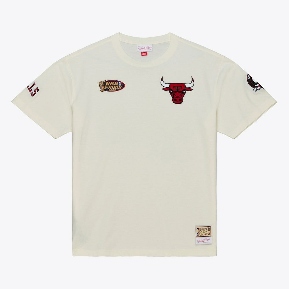 Chicago Bulls Hardwood Classics Chainstitch Premium T-Shirt sale - Cream | Mitchell & Ness online
