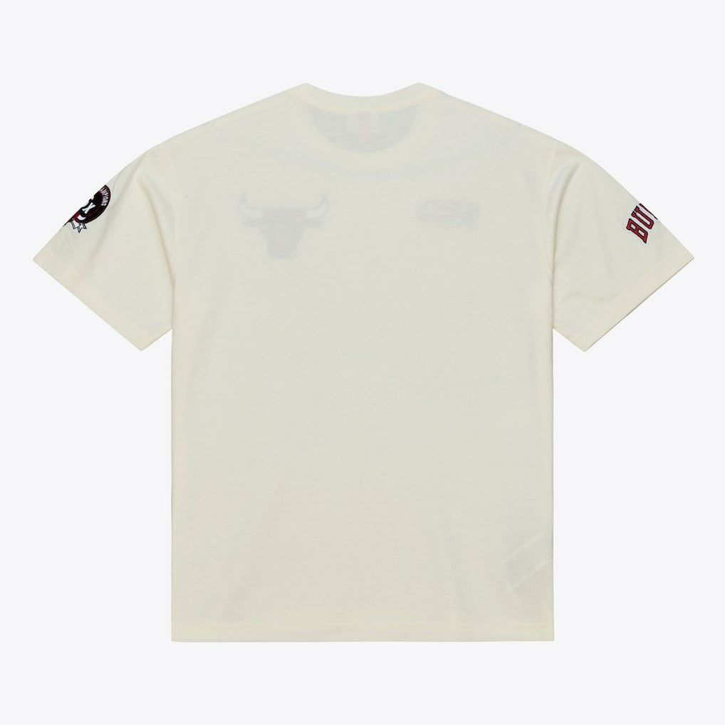 Chicago Bulls Hardwood Classics Chainstitch Premium T-Shirt sale - Cream | Mitchell & Ness online