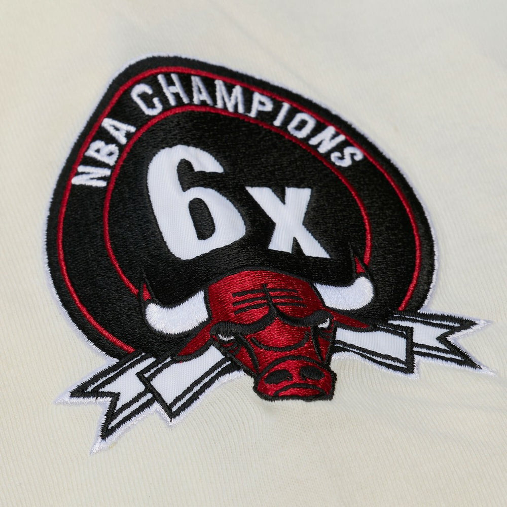 Chicago Bulls Hardwood Classics Chainstitch Premium T-Shirt sale - Cream | Mitchell & Ness online