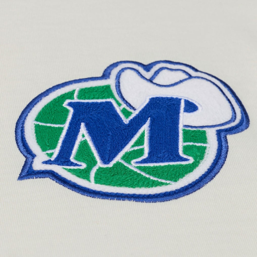 Dallas Mavericks Hardwood Classics Chainstitch Premium T-Shirt sale - Cream | Mitchell & Ness for sale