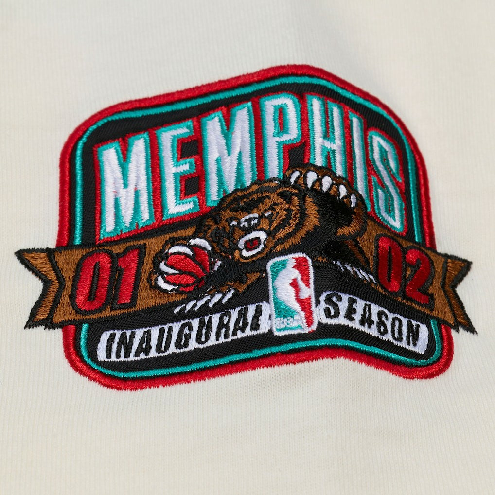 Memphis Grizzlies Hardwood Classics Chainstitch Premium T-Shirt - Cream | Mitchell & Ness shop