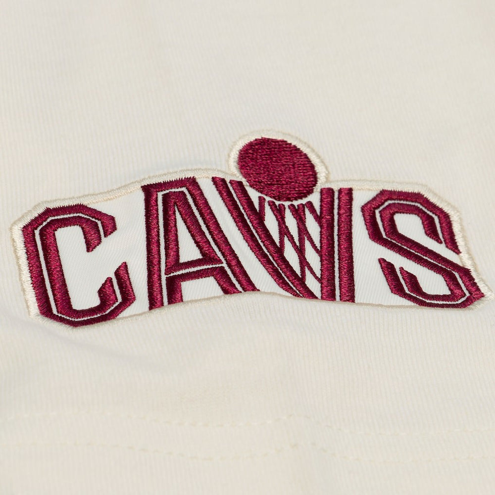 Cleveland Cavaliers Hardwood Classics Chainstitch Premium T-Shirt sale - Cream | Mitchell & Ness discount