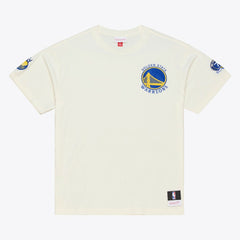 Golden State Warriors Hardwood Classics Chainstitch Premium T-Shirt sale - Cream | Mitchell & Ness cheap