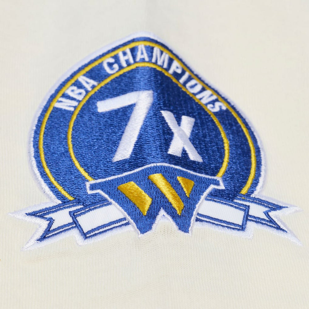 Golden State Warriors Hardwood Classics Chainstitch Premium T-Shirt sale - Cream | Mitchell & Ness cheap