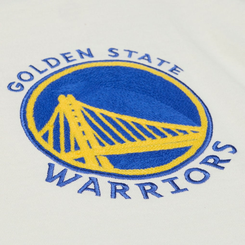 Golden State Warriors Hardwood Classics Chainstitch Premium T-Shirt sale - Cream | Mitchell & Ness cheap