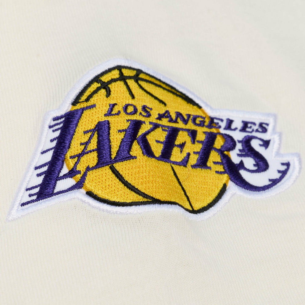 Los Angeles Lakers Hardwood Classics Chainstitch Premium T-Shirt - Cream | Mitchell & Ness discount