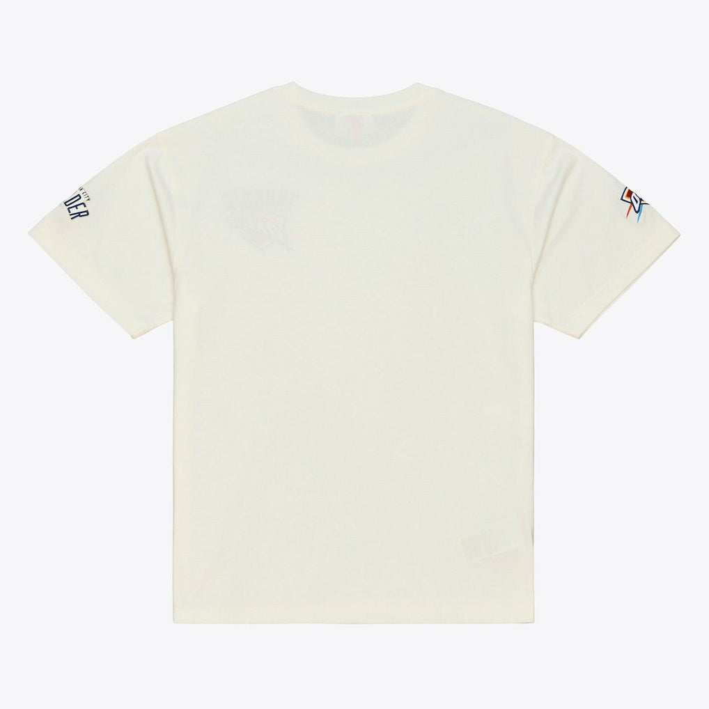Oklahoma City Thunder Hardwood Classics Chainstitch Premium T-Shirt - Cream | Mitchell & Ness discount