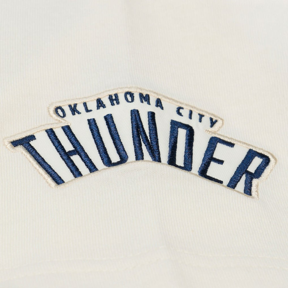 Oklahoma City Thunder Hardwood Classics Chainstitch Premium T-Shirt - Cream | Mitchell & Ness discount