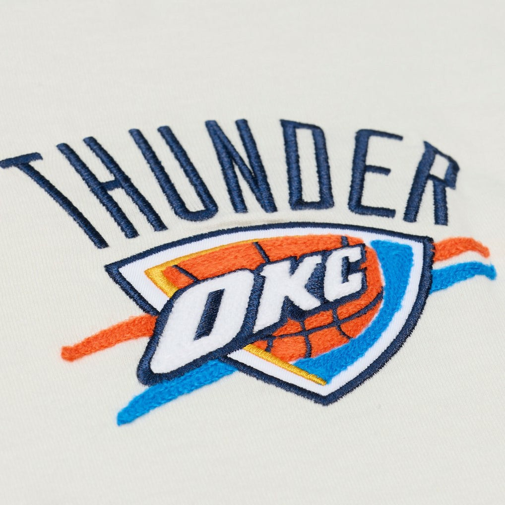 Oklahoma City Thunder Hardwood Classics Chainstitch Premium T-Shirt - Cream | Mitchell & Ness discount