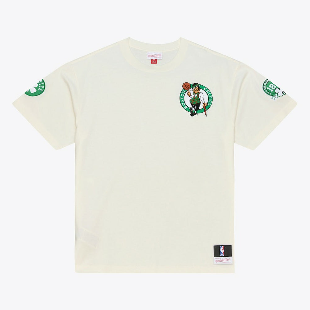Boston Celtics Hardwood Classics Chainstitch Premium T-Shirt - Cream | Mitchell & Ness online