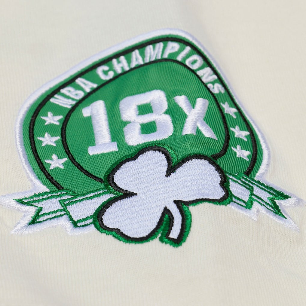 Boston Celtics Hardwood Classics Chainstitch Premium T-Shirt - Cream | Mitchell & Ness online