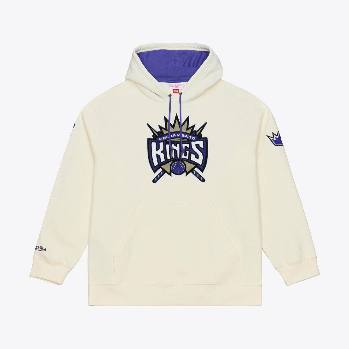 Sacramento Kings Hardwood Classics Chainstitch Premium Fleece Hoodie - Cream | Mitchell & Ness discount