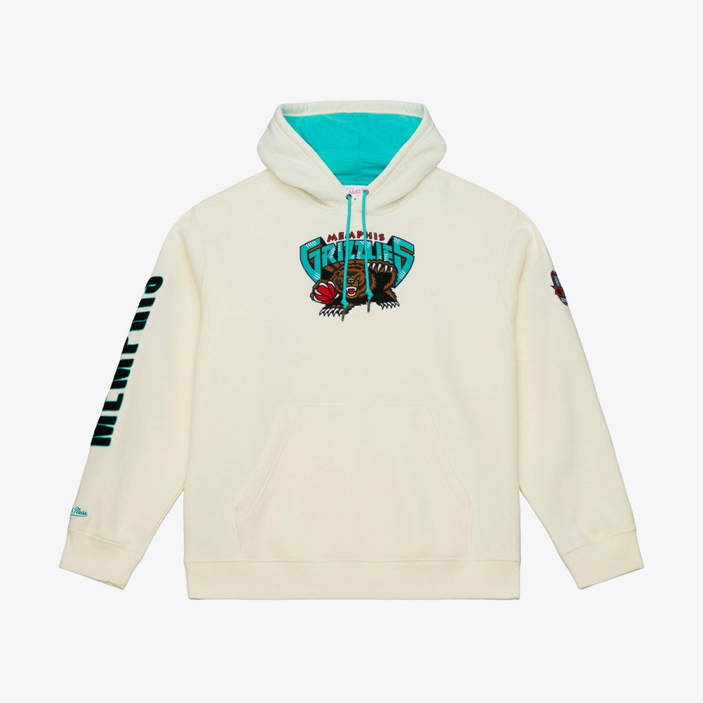 Memphis Grizzlies Hardwood Classics Chainstitch Premium Fleece Hoodie - Cream | Mitchell & Ness cheap