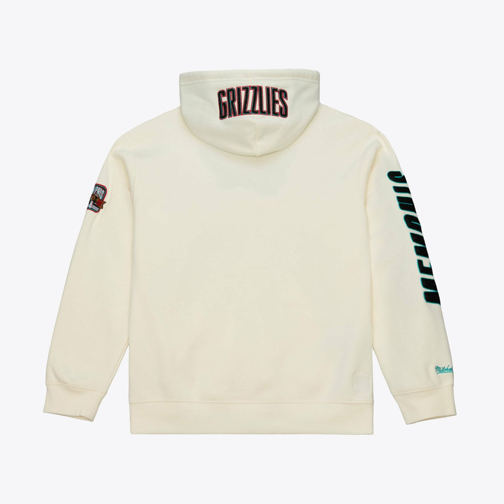 Memphis Grizzlies Hardwood Classics Chainstitch Premium Fleece Hoodie - Cream | Mitchell & Ness cheap