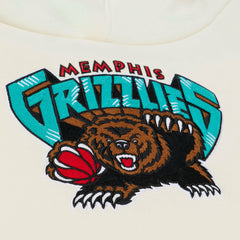 Memphis Grizzlies Hardwood Classics Chainstitch Premium Fleece Hoodie - Cream | Mitchell & Ness cheap