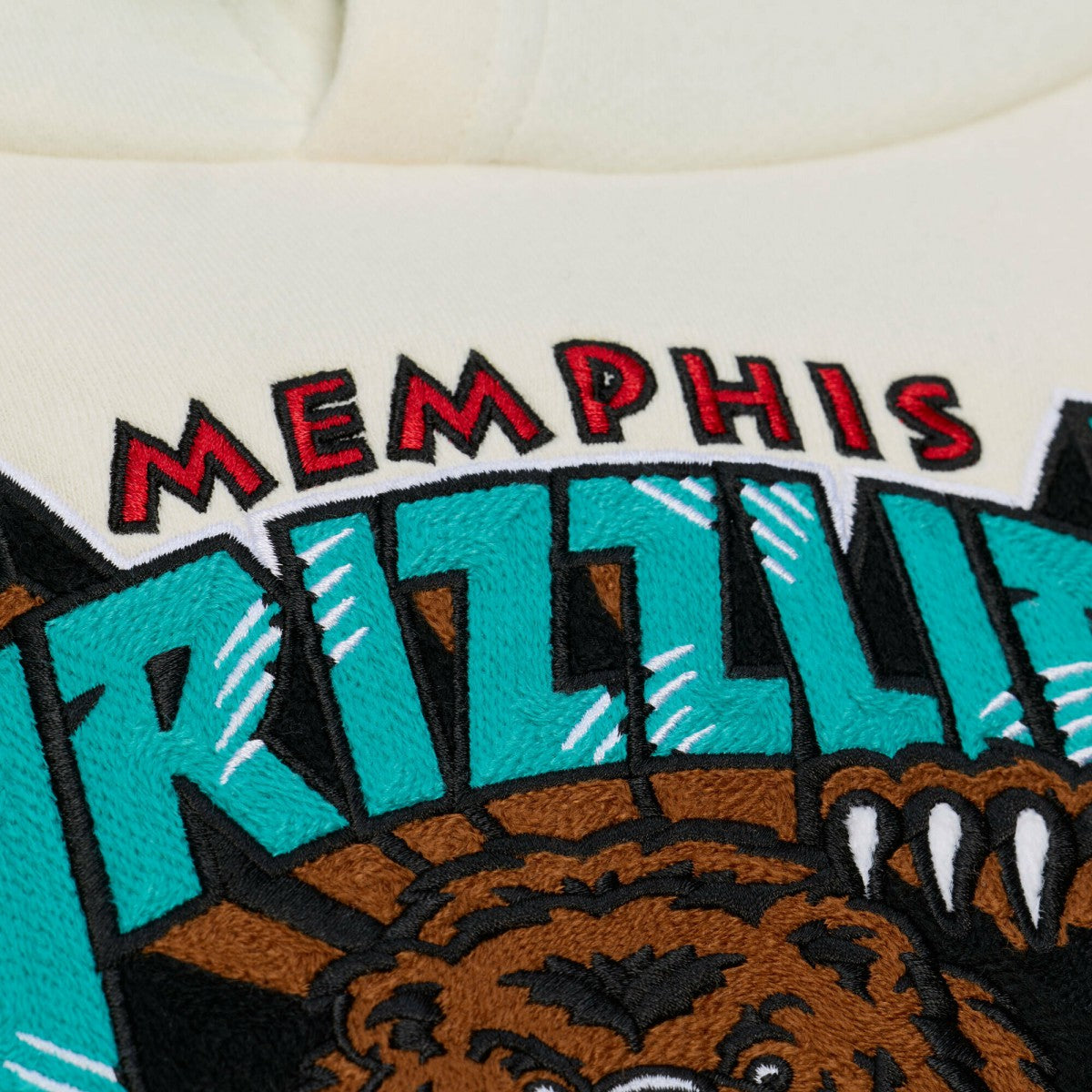 Memphis Grizzlies Hardwood Classics Chainstitch Premium Fleece Hoodie - Cream | Mitchell & Ness cheap
