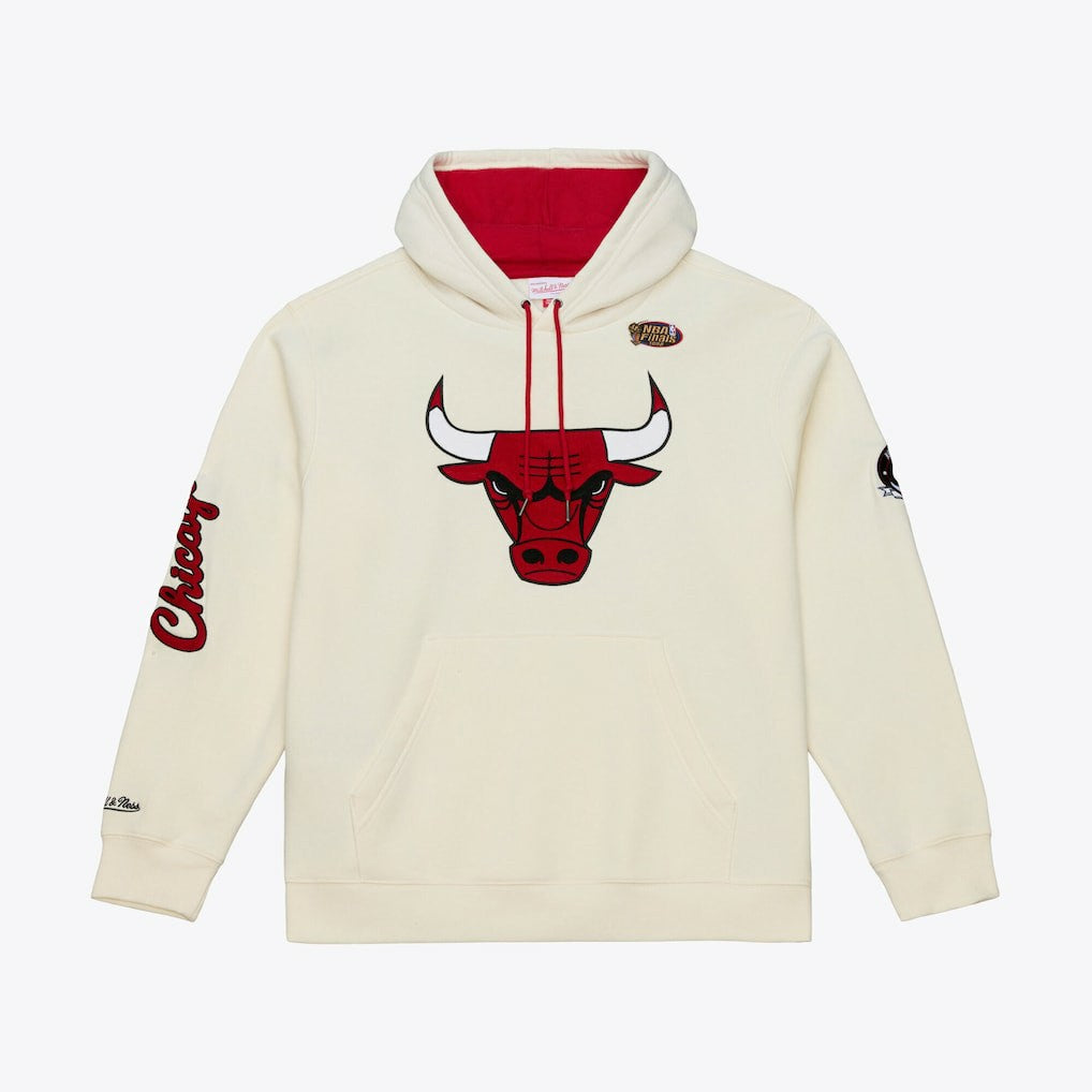 Chicago Bulls Hardwood Classics Chainstitch Premium Fleece Hoodie - Cream | Mitchell & Ness on sale