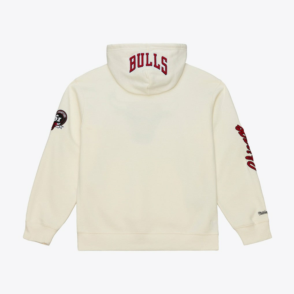 Chicago Bulls Hardwood Classics Chainstitch Premium Fleece Hoodie - Cream | Mitchell & Ness on sale