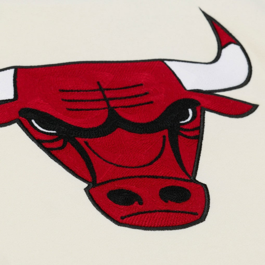 Chicago Bulls Hardwood Classics Chainstitch Premium Fleece Hoodie - Cream | Mitchell & Ness on sale