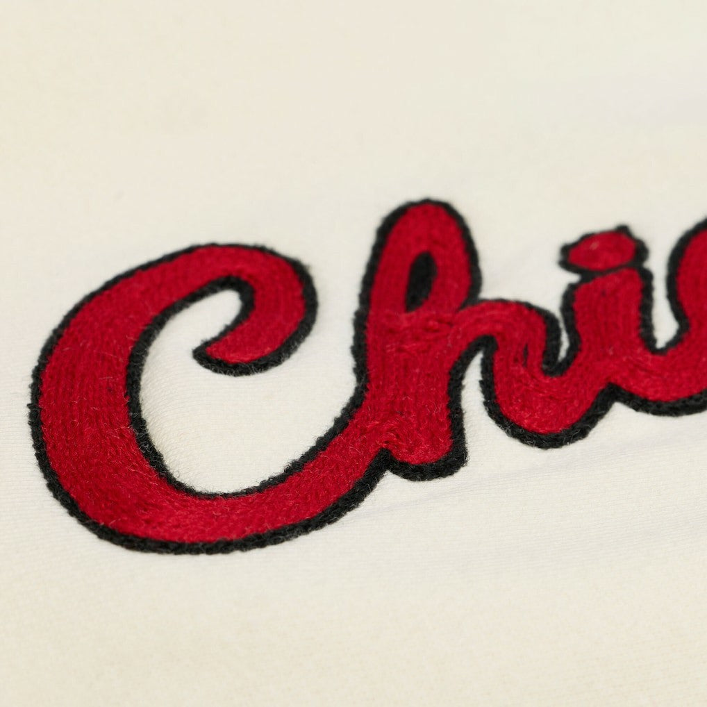 Chicago Bulls Hardwood Classics Chainstitch Premium Fleece Hoodie - Cream | Mitchell & Ness on sale