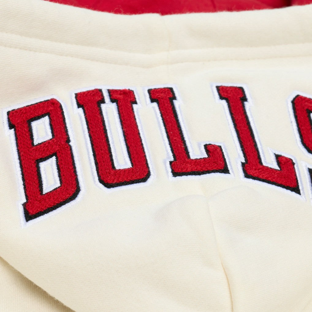 Chicago Bulls Hardwood Classics Chainstitch Premium Fleece Hoodie - Cream | Mitchell & Ness on sale