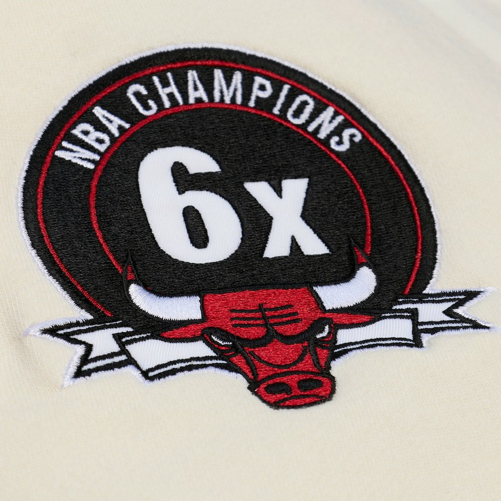 Chicago Bulls Hardwood Classics Chainstitch Premium Fleece Hoodie - Cream | Mitchell & Ness on sale