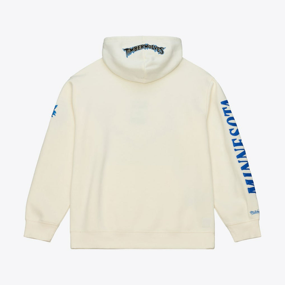Minnesota Timberwolves Hardwood Classics Chainstitch Premium Fleece Hoodie - Cream | Mitchell & Ness cheap