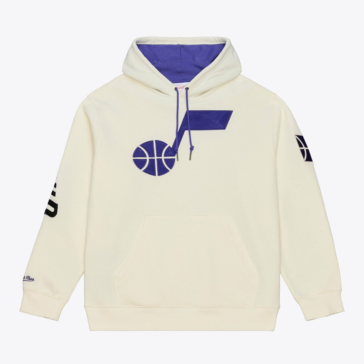 Utah Jazz Hardwood Classics Chainstitch Premium Fleece Hoodie - Cream | Mitchell & Ness outlet
