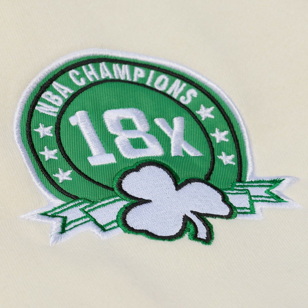 Boston Celtics Hardwood Classics Chainstitch Premium Fleece Hoodie - Cream | Mitchell & Ness online