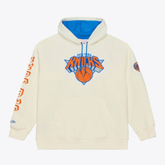 New York Knicks Hardwood Classics Chainstitch Premium Fleece Hoodie - Cream | Mitchell & Ness cheap