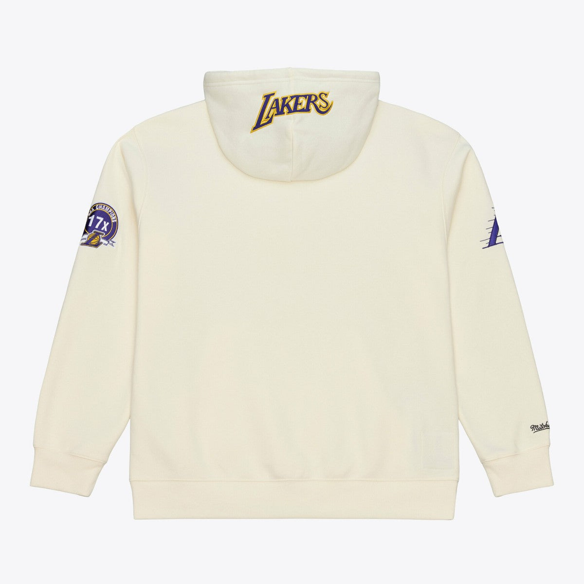 Los Angeles Lakers Hardwood Classics Chainstitch Premium Fleece Hoodie - Cream | Mitchell & Ness shop