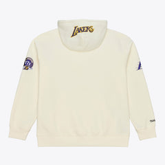 Los Angeles Lakers Hardwood Classics Chainstitch Premium Fleece Hoodie - Cream | Mitchell & Ness shop