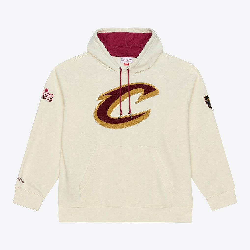Cleveland Cavaliers Hardwood Classics Chainstitch Premium Fleece Hoodie sale - Cream | Mitchell & Ness for sale