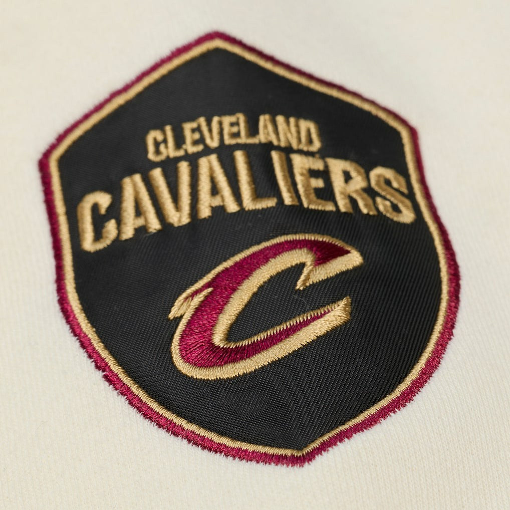 Cleveland Cavaliers Hardwood Classics Chainstitch Premium Fleece Hoodie sale - Cream | Mitchell & Ness for sale
